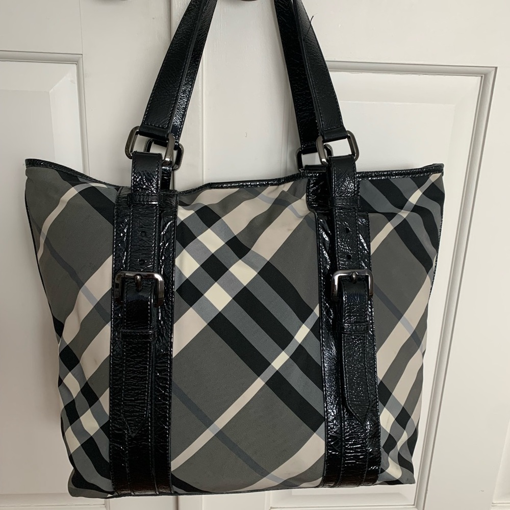 Authentic Black and White Burberry Tote